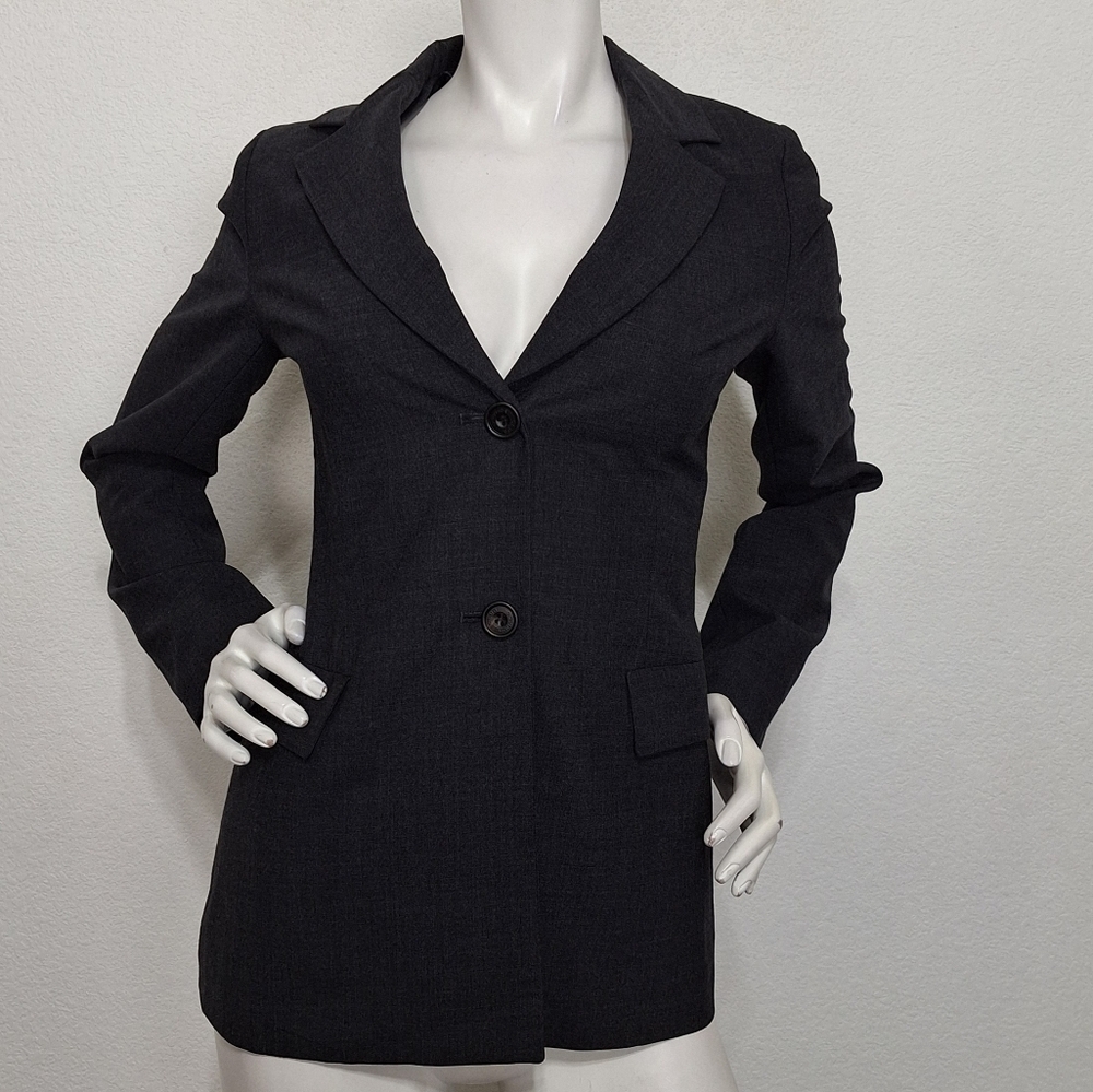 Club Monaco Women's Charcoal Mix Careerwear Two Button Front Blazer Jacket